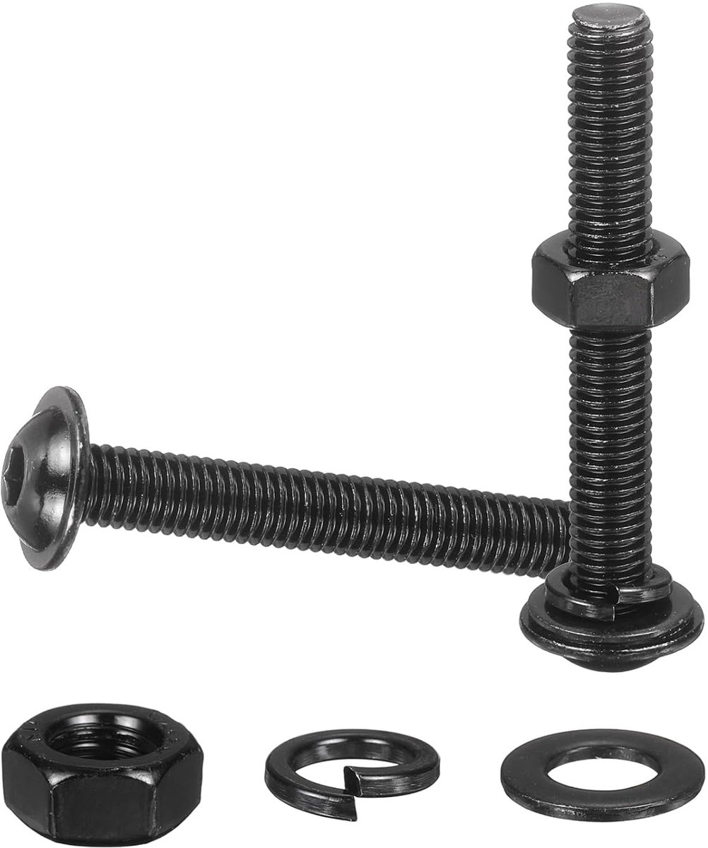METERXITY 10 set M8 x 60 mm flenskop inbusschroeven zwart 304 roestvrij staal 18-8 zeskant inbusschroeven schroeven moeren sluitringen en veerringen