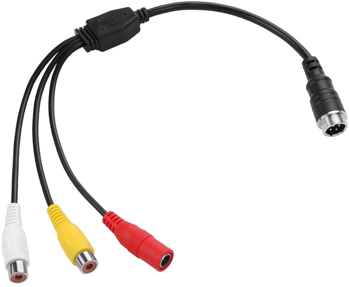 4 Pin Aviation to RCA Video AV DC Connector Adapter, CCTV Surveillance System, Monitor/Camera Adapter Video Cable (twee bussen + 4 naalden stekkers voor de luchtvaart, 2RCA)