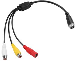 4 Pin Aviation to RCA Video AV DC Connector Adapter, CCTV Surveillance System, Monitor/Camera Adapter Video Cable (twee bussen + 4 naalden stekkers voor de luchtvaart, 2RCA)