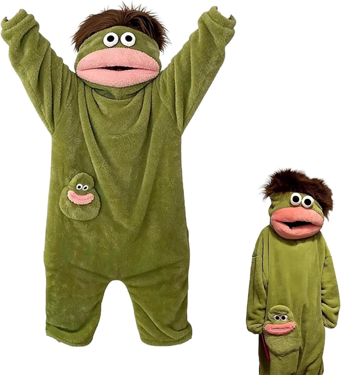 Onesie grappige Fleece pyjama .voor maat S/M/L/XL, extra zachte pluchen overall met capuchon en grote zakken, warme comfortabele loungewear voor thuis, superzacht