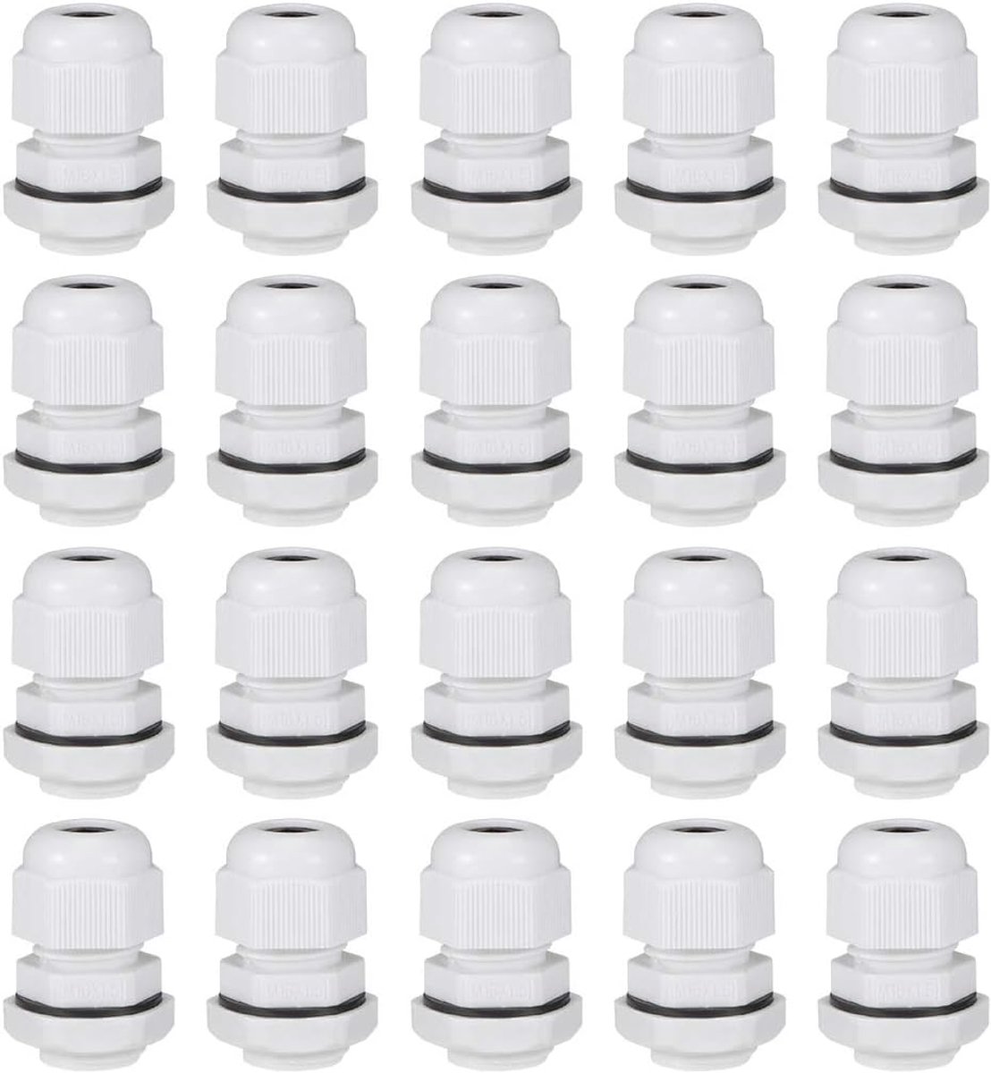 Sourcing map 20 stuks kabelwartels 4mm-8mm M16x1,5 waterdichte contramoer met sluitring wit
