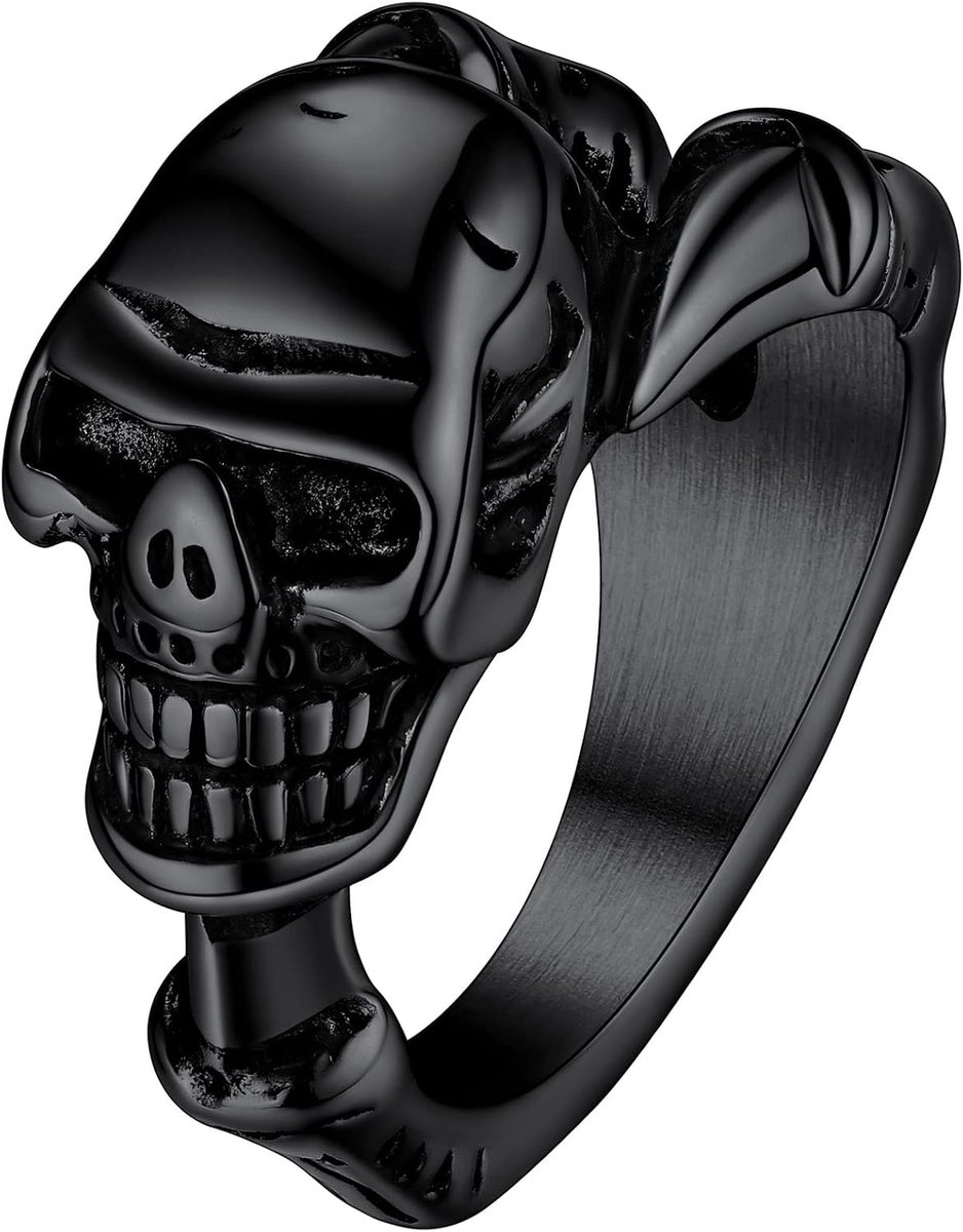 Ring Schedel Hand Hand Enkel Satanisch Donker Retro Ring Gepolijst 3D Zilver/Zwart/Goud Heren Uniseks Hiphop Rock Liefhebbers