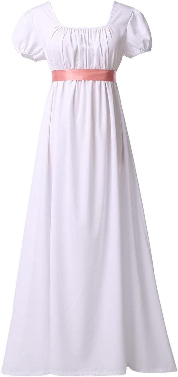 Regency Jurk voor Vrouwen Sjerp Ruches Pofmouw Empire Taille Tea Party Baljurk
