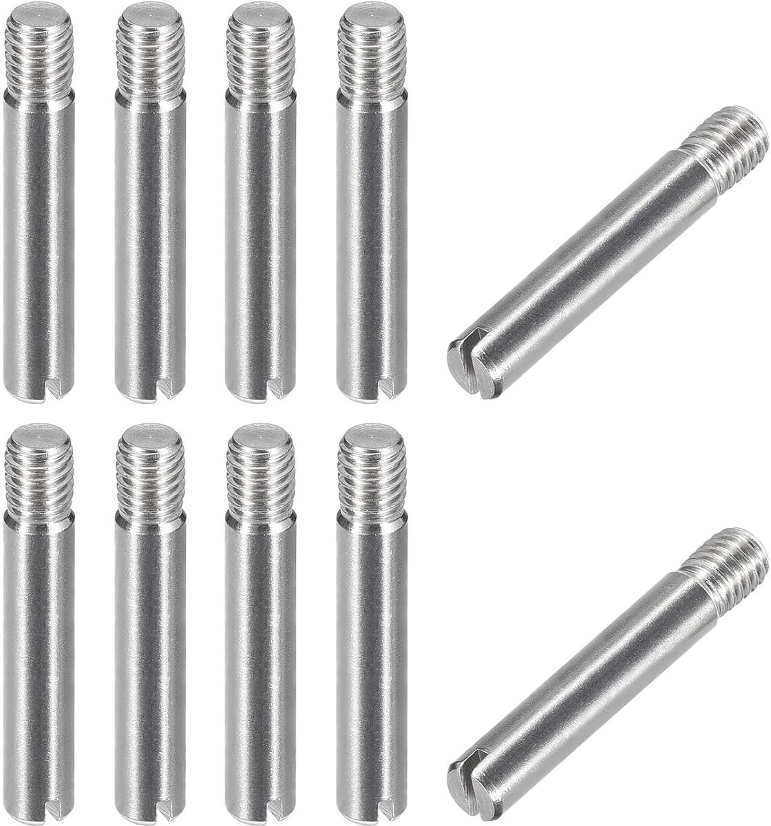 Sourcing map 10 stuks M5 x 30 mm cilindrische pin met sleuf van 304 roestvrij staal, buitendraad, voor het positioneren van meubels en kasten