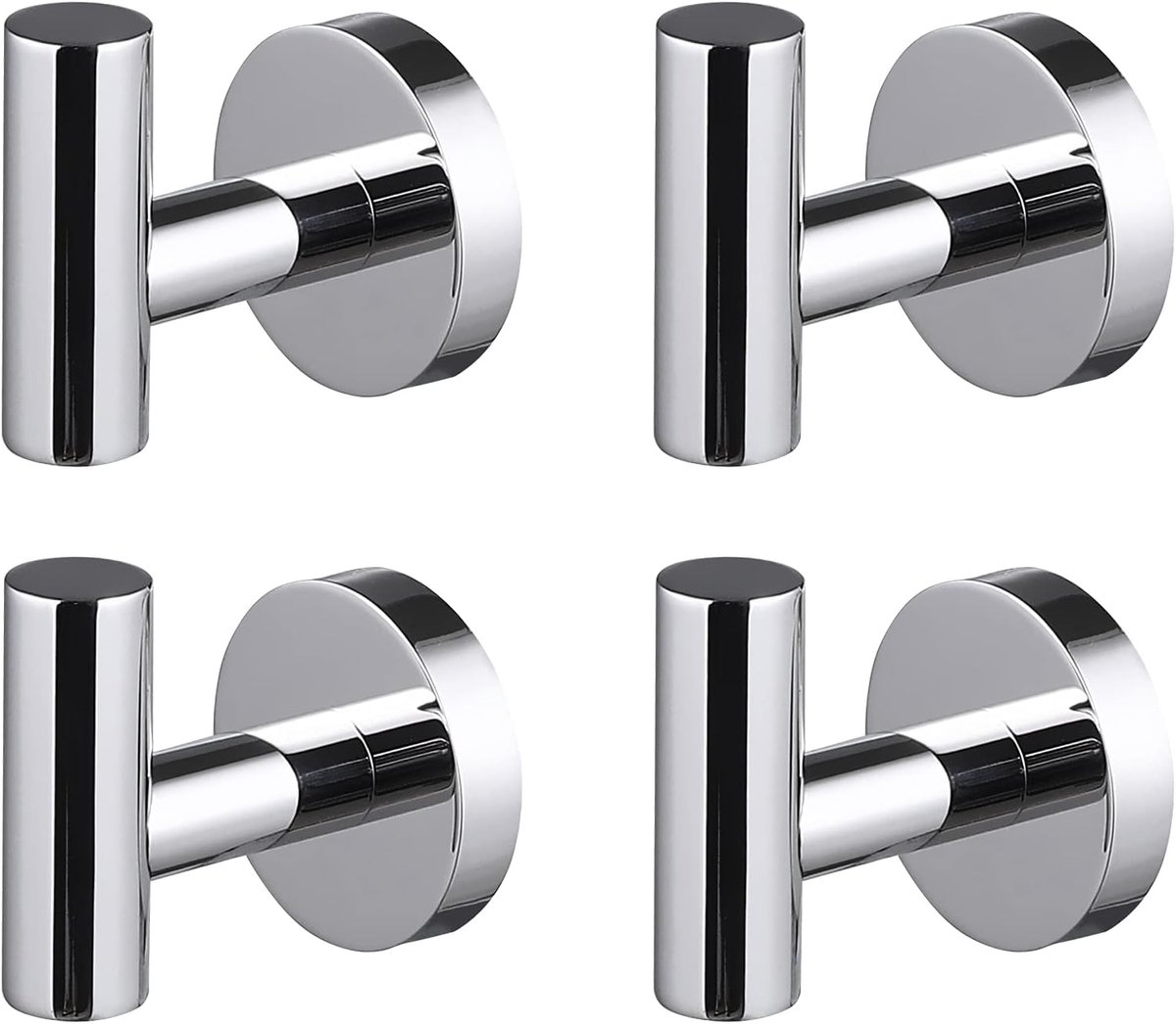Handdoekhaken 4 Pack Wandmontage Jas Robe Haak Ronde Heavy Duty SUS304 Roestvrij Staal Gepolijst, A2164-P4