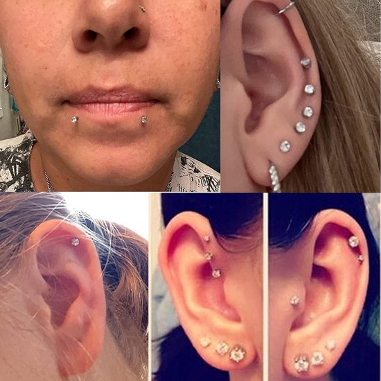 16 g helder acryl & chirurgisch staal piercing lip ringen stud labret piercing oor tragus helix bioflex retainer gesp sieraden 8 mm staaf — afbeelding 3