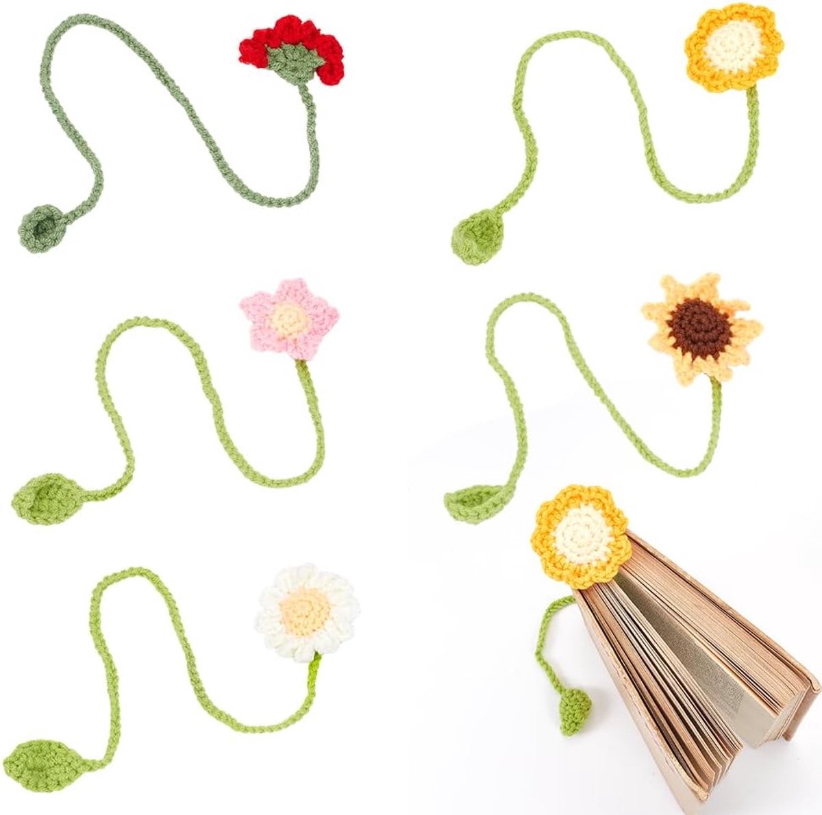 5 Stijlen Katoen Bladwijzer Bloemen Bladwijzers Bloem Gehaakte Bladwijzer Handgemaakte Gebreide Geschenken Gordijn tiebacks holdbacks Auto Ornamenten voor Lezers Boek Liefhebbers Sch