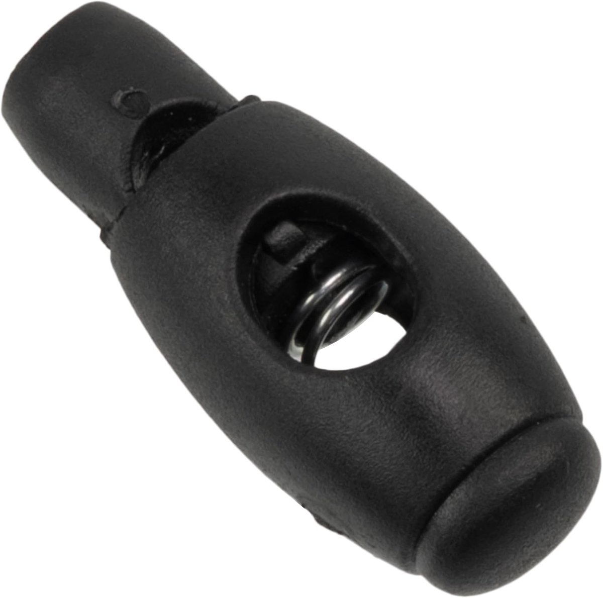 - Set van 12 veerklemmen 12 mm met 1 gaatje in elliptische vorm - opening 5 mm - van kunststof - kleur zwart - aanpassing van veters kleding accessoires