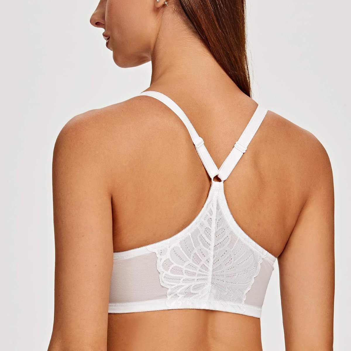 Dames Flora Kanten Ongewatteerde met Beugel Front-Sluiting Racerback BH