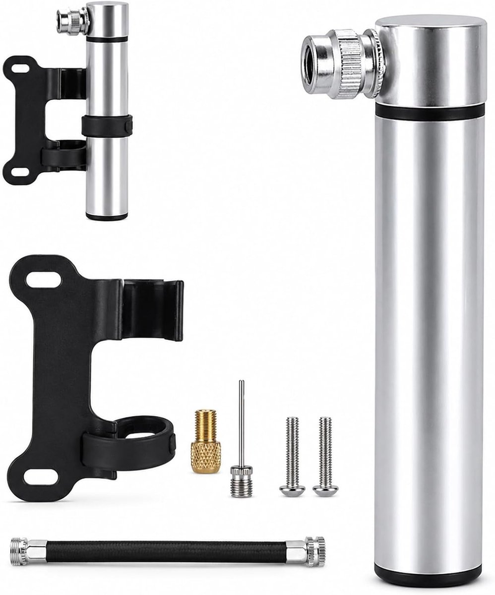 kleine fietsluchtpomp, draagbare mini-fietspomp, 120 psi hogedrukluchtpomp, fietsen, fietspomp met framehouder, voor racefiets, mountainbike, straatpomp