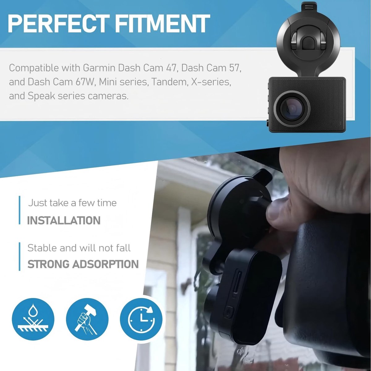 Universele zuignaphouder - compatibel met Garmin Dash Cam 65w, 66w, 67w - stevige bevestiging - ideaal voor onderweg - SnelShoppen