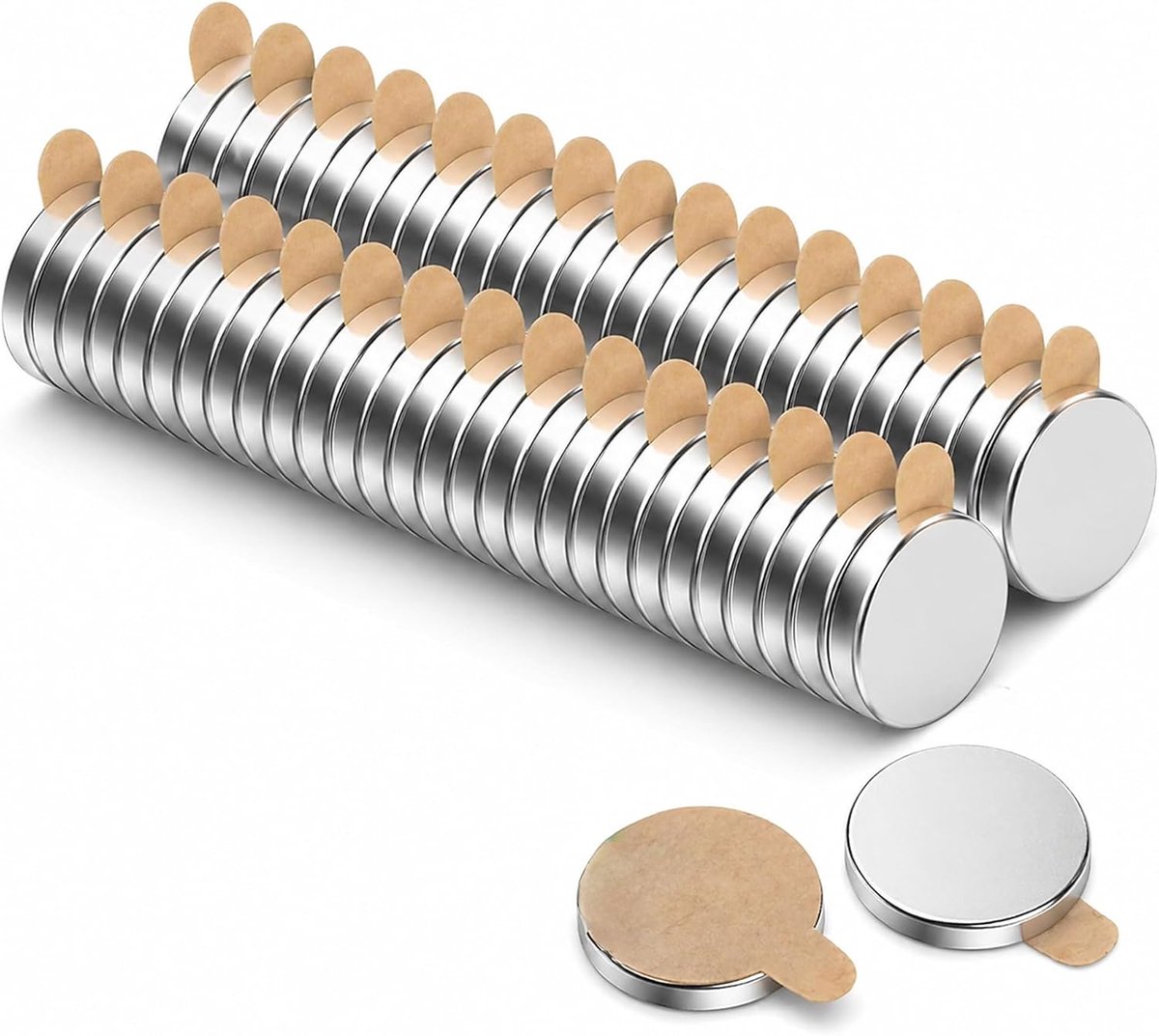 Magneten 50 stuks - ronde zelfklevende magneten - 8x1mm - hoogwaardige NiCuNi-coating - schijfmagneten | Zelfklevende magneten hoogwaardige NiCuNi-coating - schijfmagneten