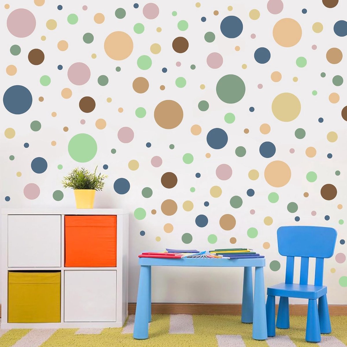 Muursticker stippen (619, boho-kleuren)