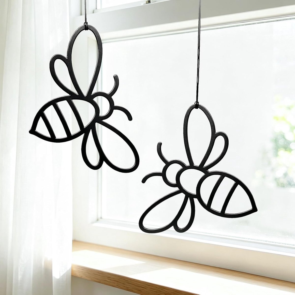 hangende vogelset, waterdichte raamdecoratie om op te hangen, dierenraamdecoraties om het hele jaar door op te hangen (bijen)