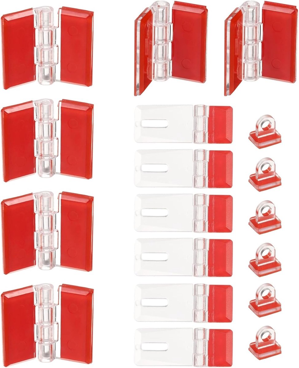 6 stuks 42 x 16 mm zelfklevende sluitingen en scharnieren van acryl, transparante sluitingen, zelfklevend, doorlopende scharnieren voor piano, aquarium, acryldoos, kasten
