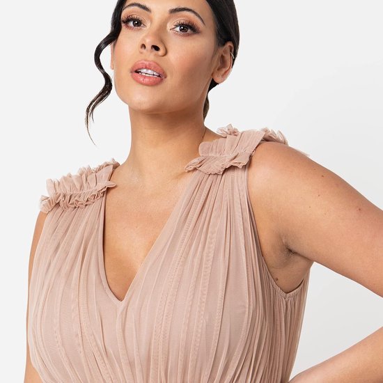 Deluxe Dames Maxi Jurk Met Ruche V-hals Mouwloze Hoge Rijk Taille Lange Voor Prom Gast Bruiloft Bruidsmeisje dames Bruidsmeisjesjurk van Deluxe — afbeelding 5