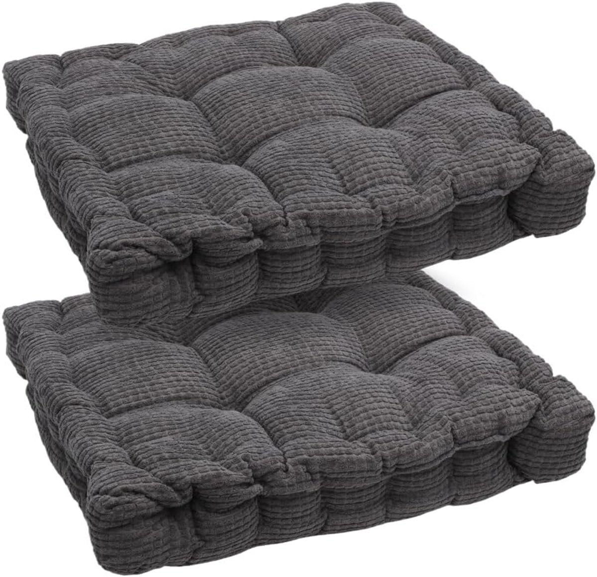 2 stuks stoelkussens, 40 x 40 cm, zitkussen voor buiten, dik vloerkussen, zitkussen, outdoor, voor bank en tuinstoel (donkergrijs)