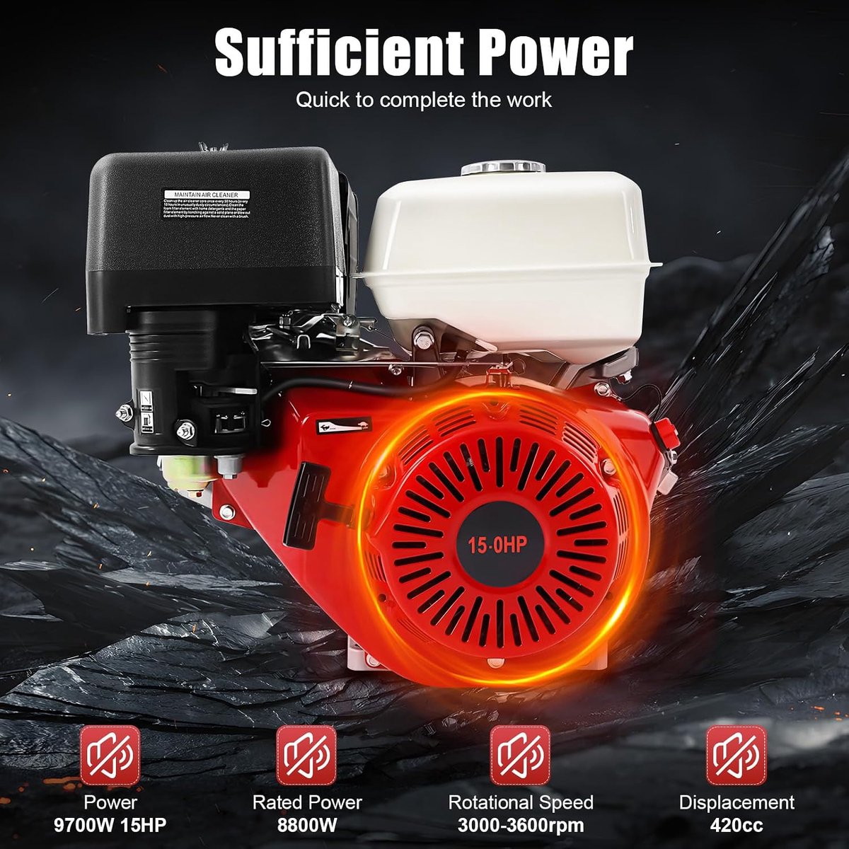 Benzinemotor 15 HP 420cc - grote brandstoftank 1,72 gallon - 3600 toeren - multifunctioneel - SnelShoppen