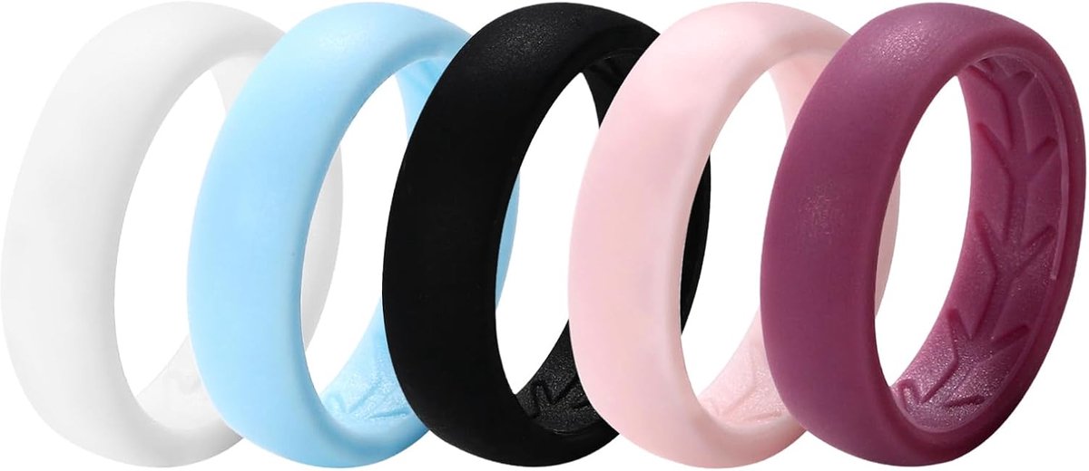 Ringen voor dames en heren: 4/5 stuks set ademende rubberen trouwringen verlovingsringen voor sport training fitness