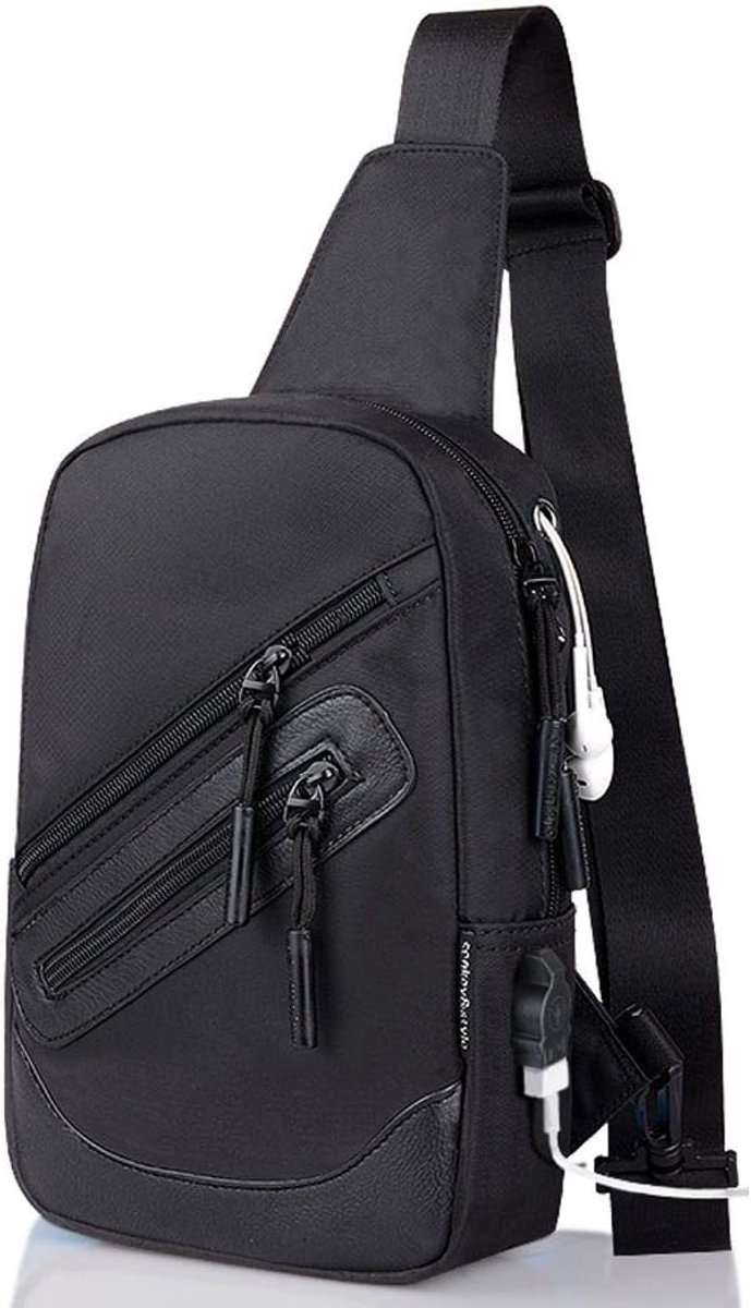 Heuptas Schoudertas Nylon compatibel met Ebook, Tablet en voor Tecno Mobile Pop1 Pro (2018) - Zwart