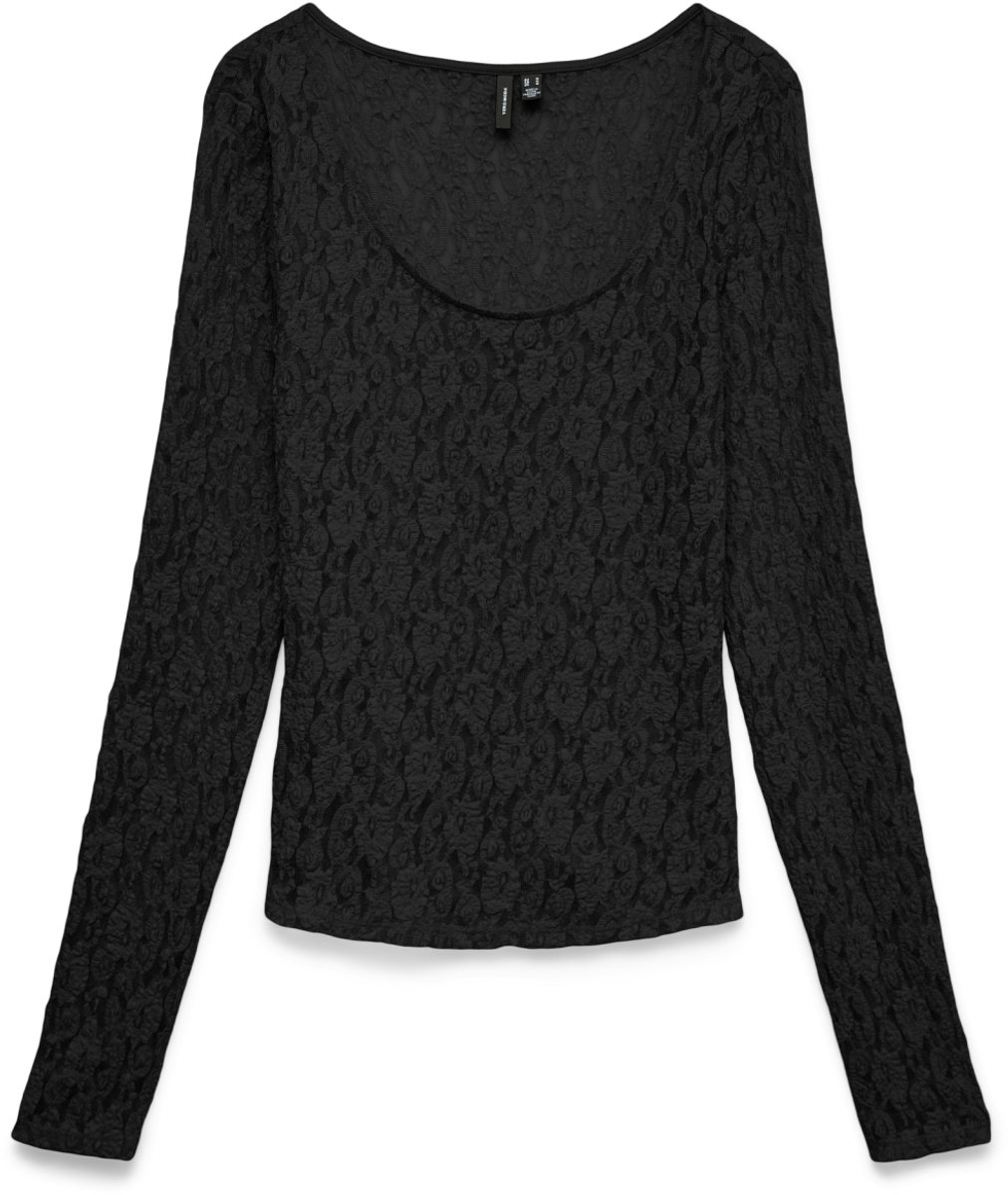 Vero Moda Top Vmflora Ls 2-way Lace Top Jrs Noos 10351381 Black Dames Maat - XS