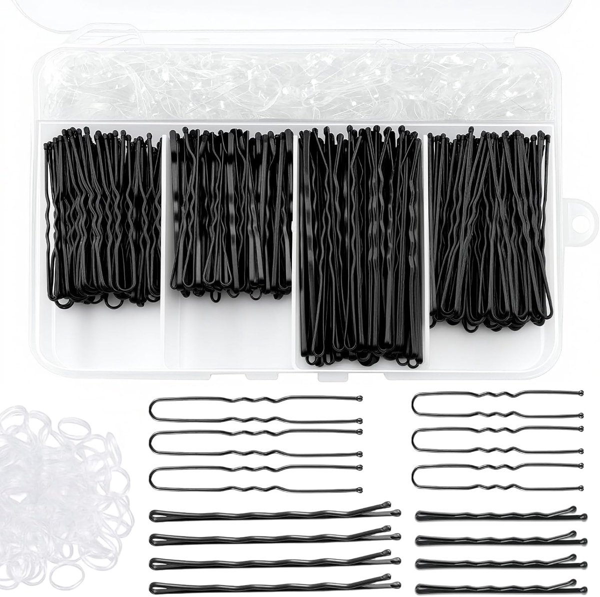 Haarspelden, haarspelden | U-vormige haarspelden 5 cm 6 cm, haarspelden 5 cm 7 cm met haarelastiekjes en opbergdoos voor vrouwen en meisjes