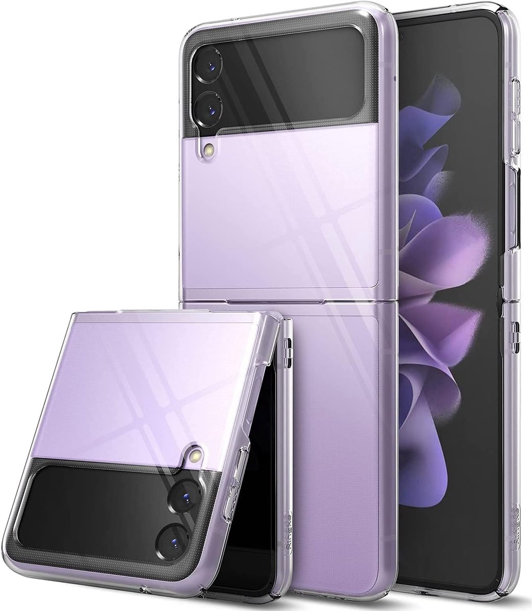 Transparante beschermhoes voor Samsung Galaxy Z Flip 3 / Z Flip 3 5G, beschermhoes van siliconen, harde schaal, dun, hoogwaardige bescherming met verhoogde rand voor scherm en camera