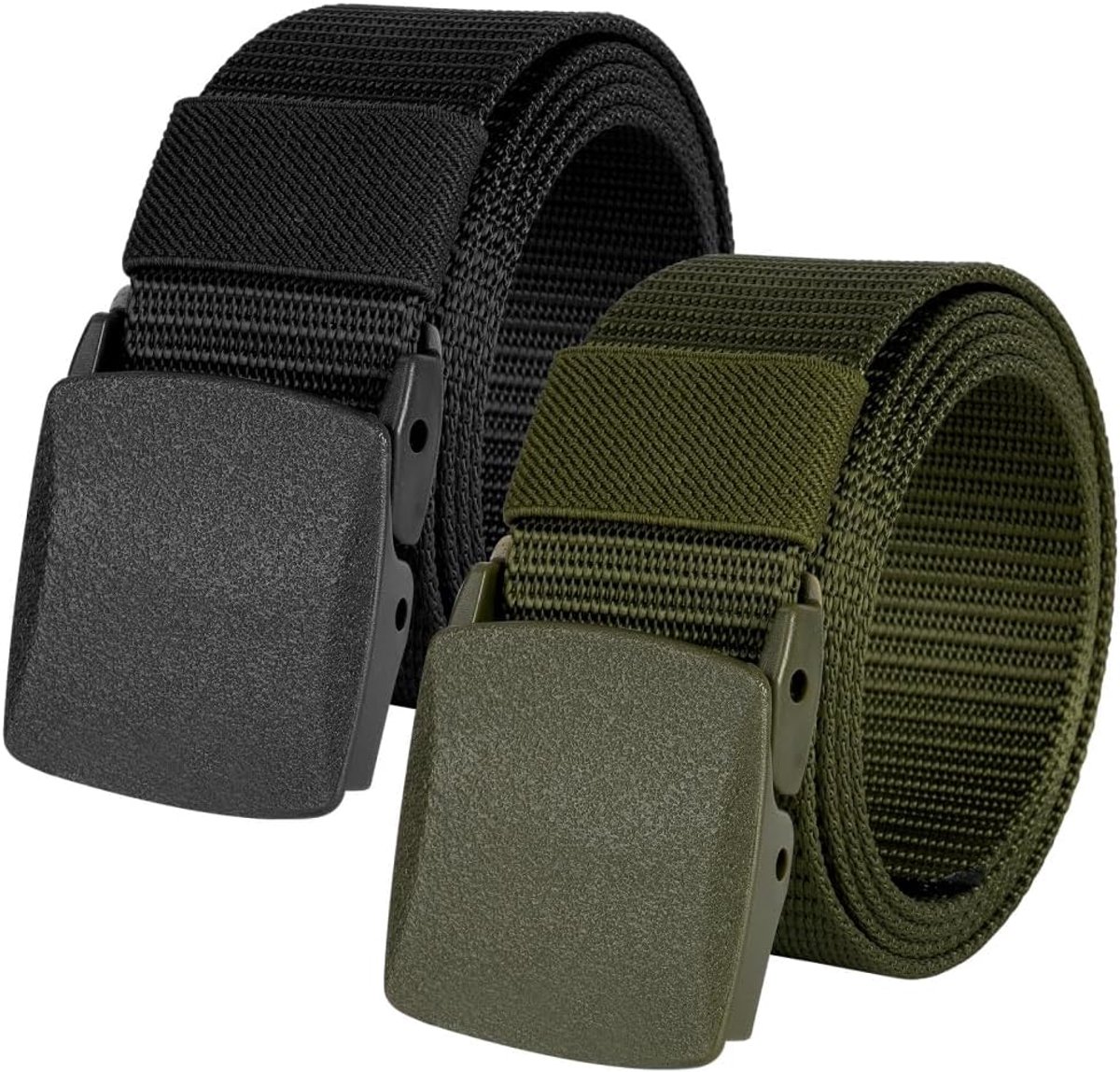 flintronic 2st metaalvrije hypoallergene geweven riem+stepping tail-zwart+militair groen, Zwart+militair Groen, 120