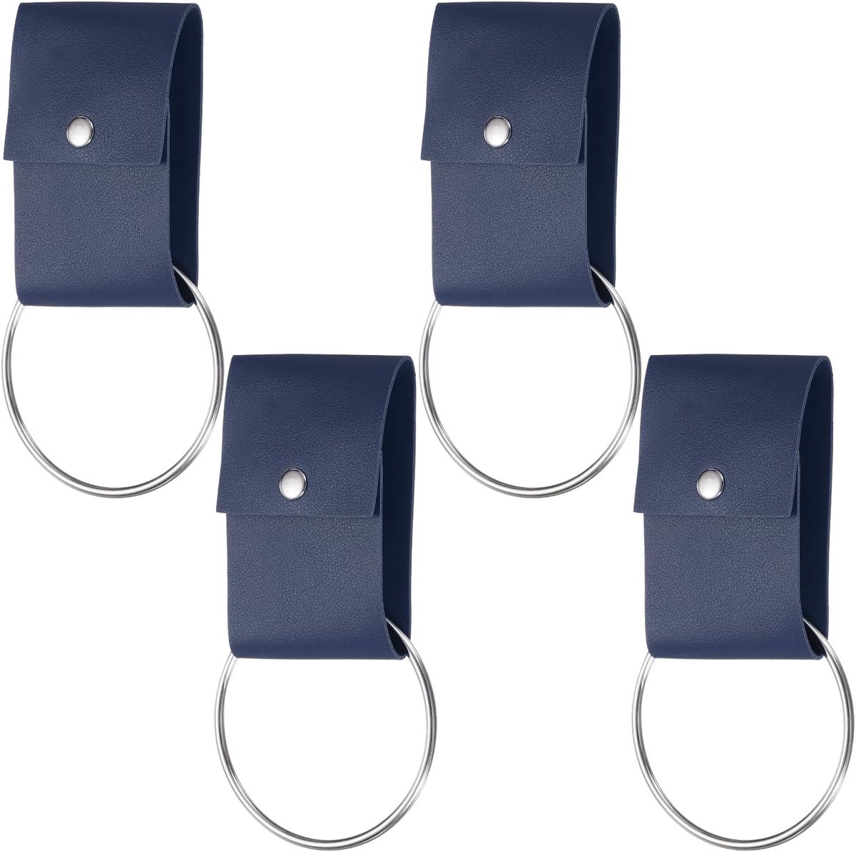 4 stuks handdoekringhouders met lus, keuken, badkamer, theedoekenhouder, leer, wandhaken, ovendeurhanger voor landhuis, decoratie, kasten, ovengreep of stangen, donkerblauw