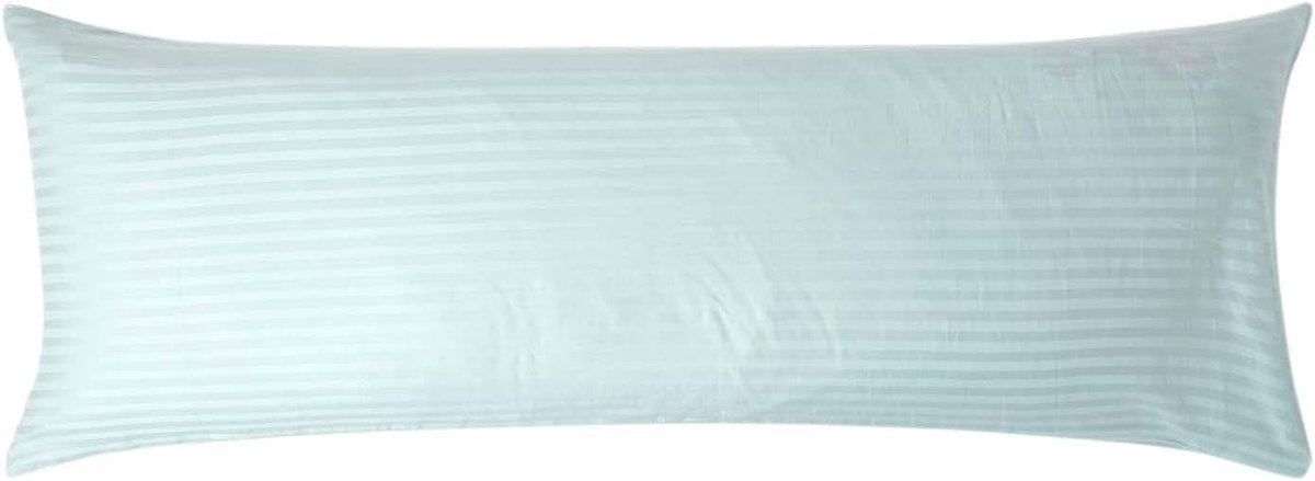 Lichtblauw Puur Egyptisch Katoenen Lichaamskussenhoes 330 TC 500 Draadtelling Percale Equivalent Satijnen Gestreept Lange Kussenhoes voor Zorg, Zwangerschap en Ondersteuning voor Ouderen