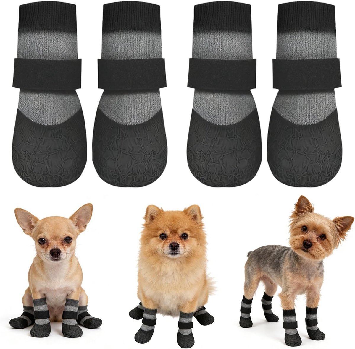 Schoenen Waterdicht Maat S, Set van 4 Pootbescherming voor Kleine Honden 1,5–3 kg, Antislip Hondenschoentjes, Breedte 4,3 cm