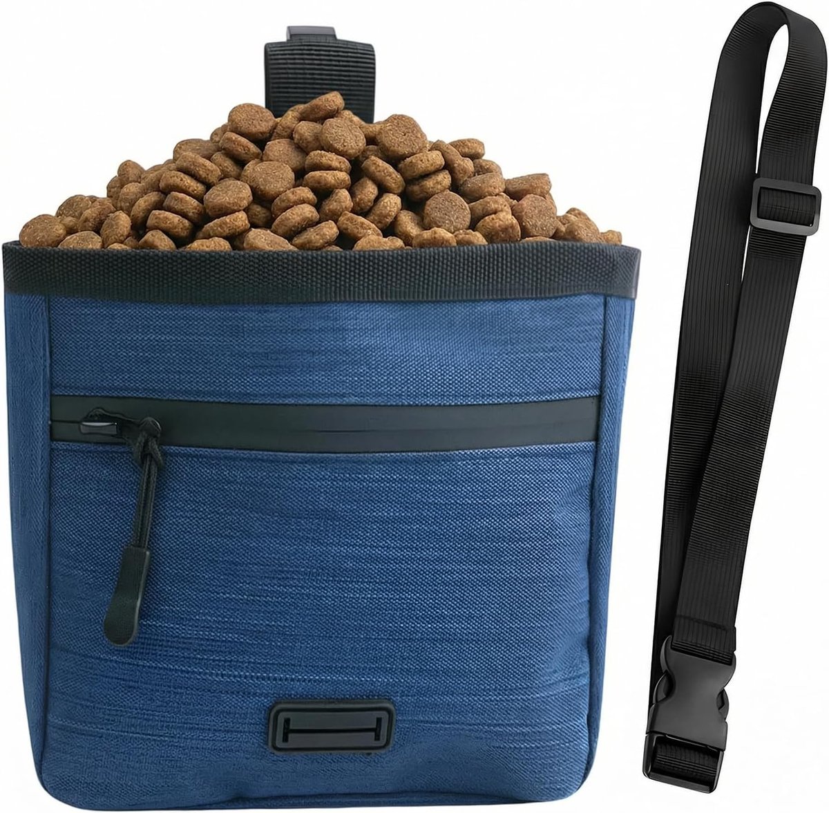 Traktatiezak voor honden, multifunctionele voedertas & hondentraining, voederzak, met verstelbare riem, praktische gassitas en heuptas (marineblauw)