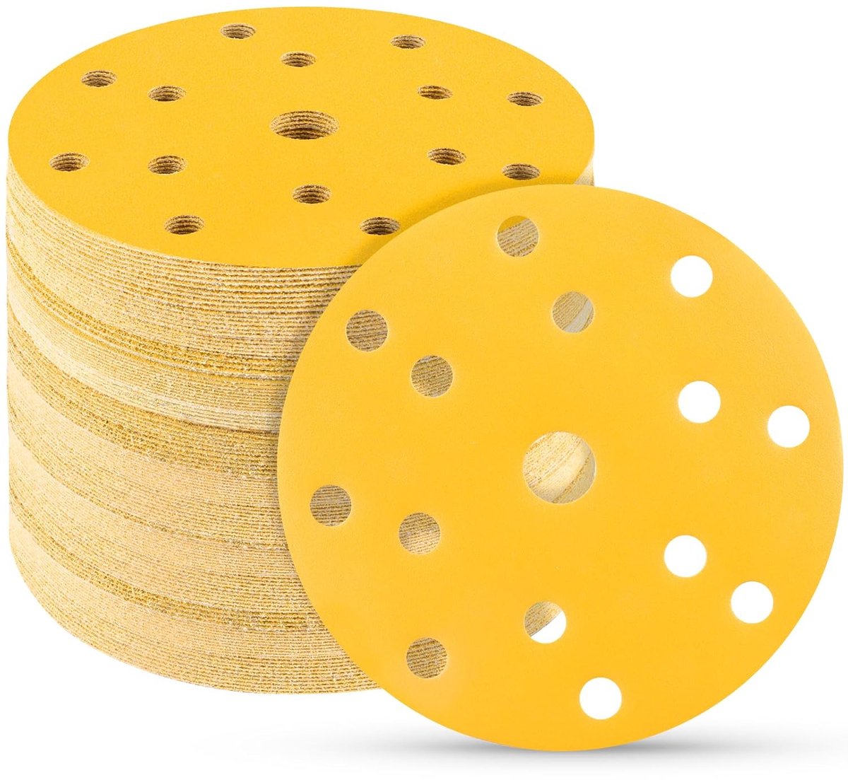 Schuurschijven, 50 stuks, 150 mm, korrel 400, 15 gaten, set ronde gaten, papier, glas, 150 mm, voor orbitale schuurmachine, giraffe voor hout, metaal