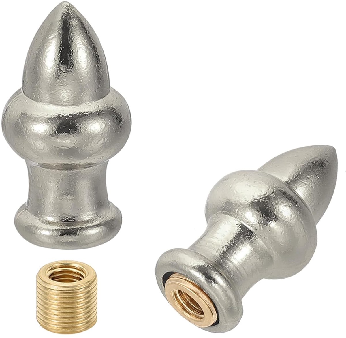 36 x 20 mm Lamp-Finials Caps Knop, 2 Set Solid Lamp Shade Top Decoration Schroef Cap Moeren met Messing Reducing Adapter voor Tafellampen Vloer Lampen, Nikkel Kleur