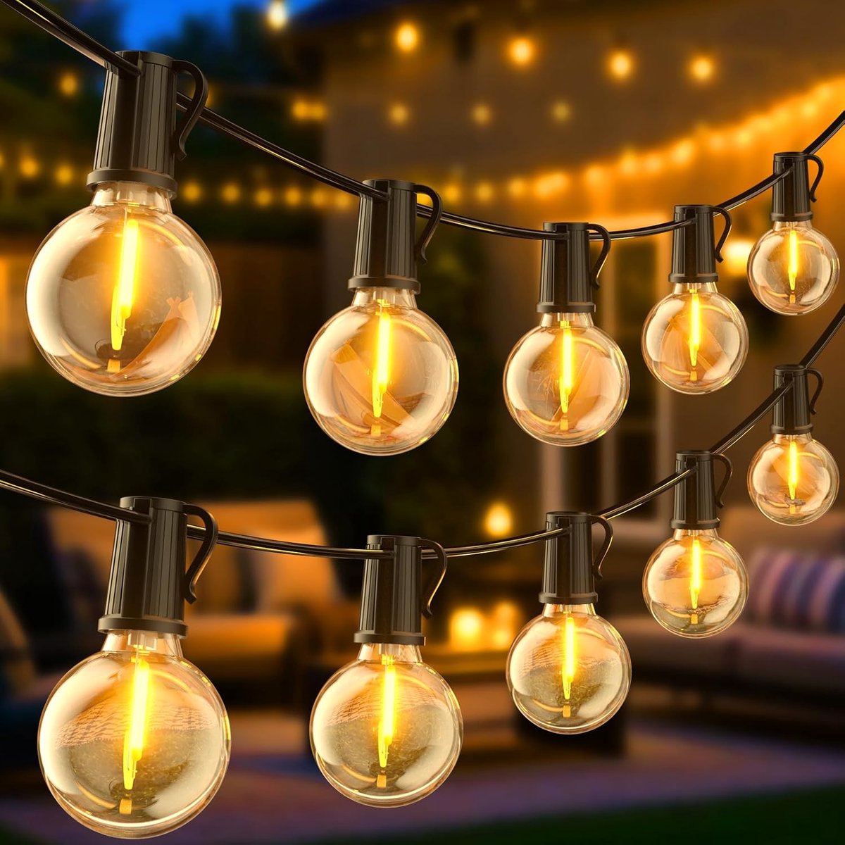 Lichtsnoer voor buiten, 48,15 m, G40, waterdicht, met 70 + 2 leds