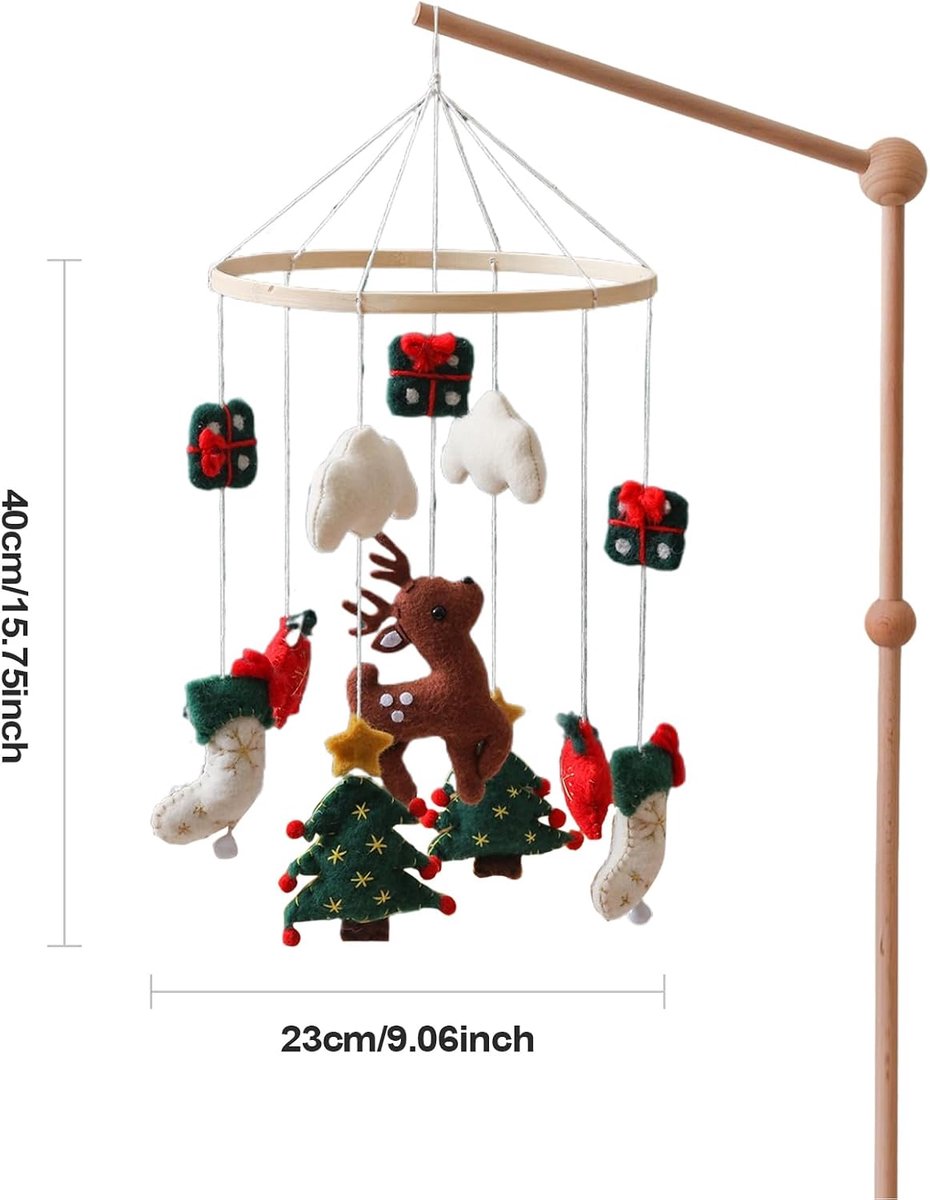 Babymobiel Kinderkamer - Wiegmobiel Slapen - Babykamer Decoratie - Handgemaakte Kwaliteit - 23 cm breed - Winterse Kleuren