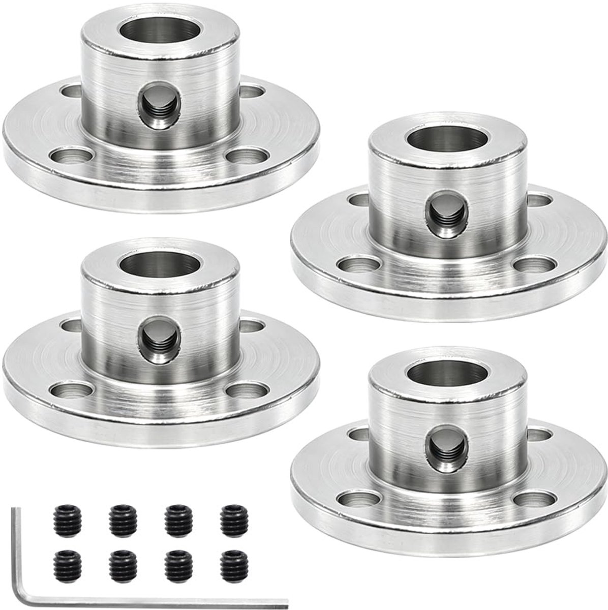 Flenskoppeling 8 mm - C45-staal - 4 stuks met schroeven en inbussleutel - voor RC-modelmotoren - ShopVlot