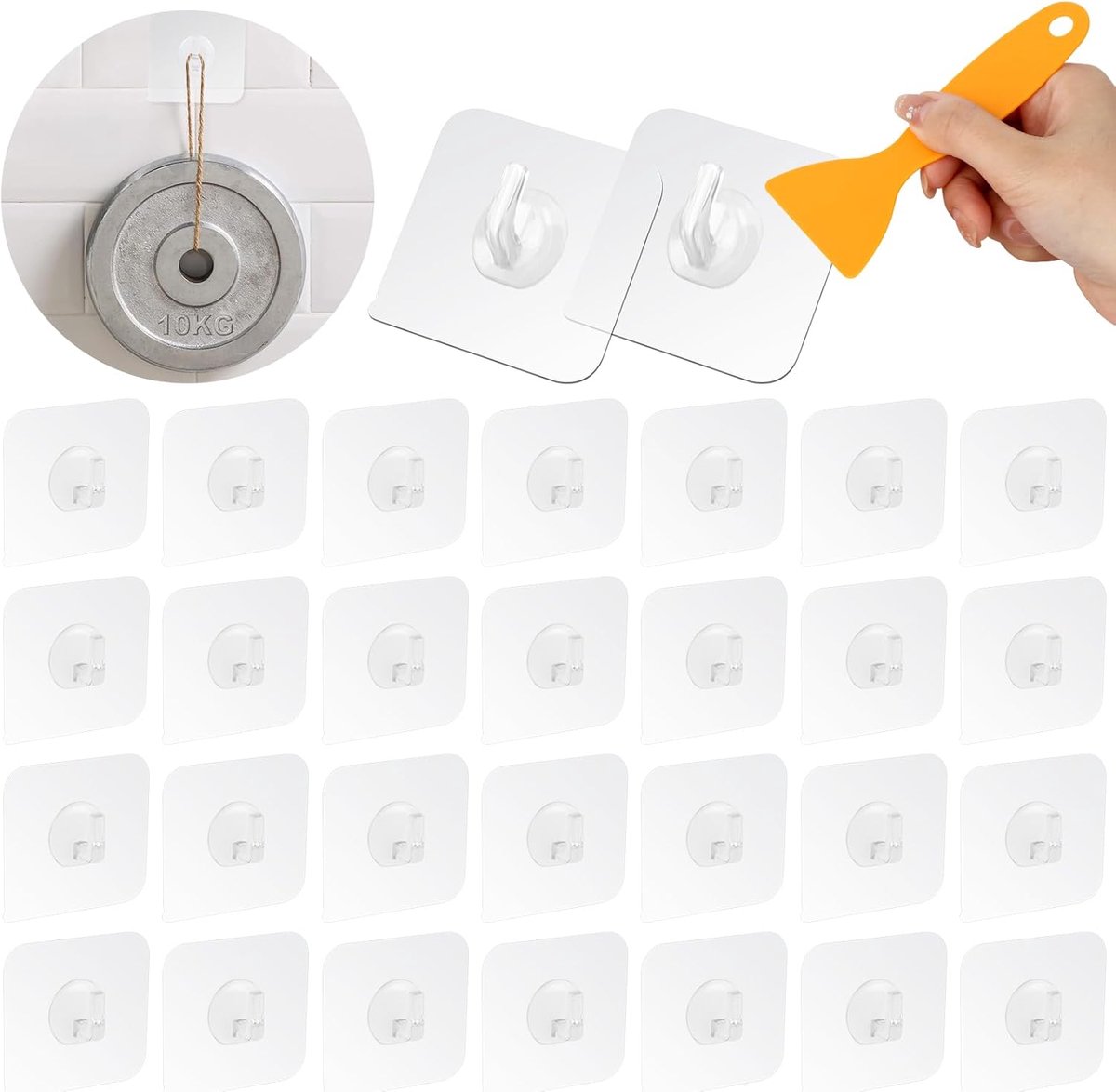 Invisibele adhesive haken 30 stuks - transparant - waterdicht - ideaal voor badkamer en keuken - ShopVlot