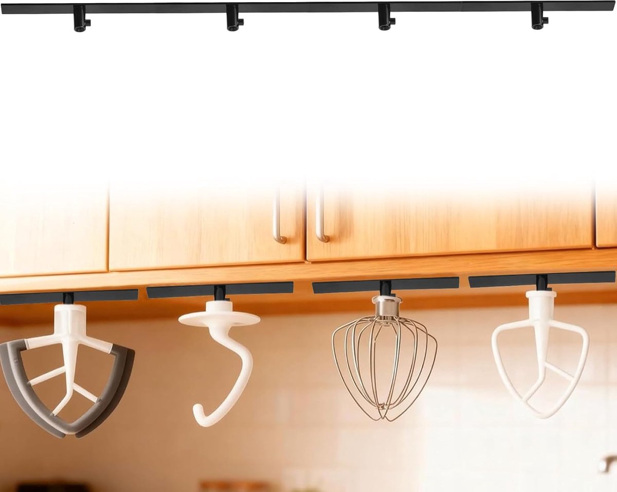 Keukenaccessoirehouder - 4-delige set - zwarte zelfklevende haken - voor het organiseren van keukenaccessoires - ShopVlot