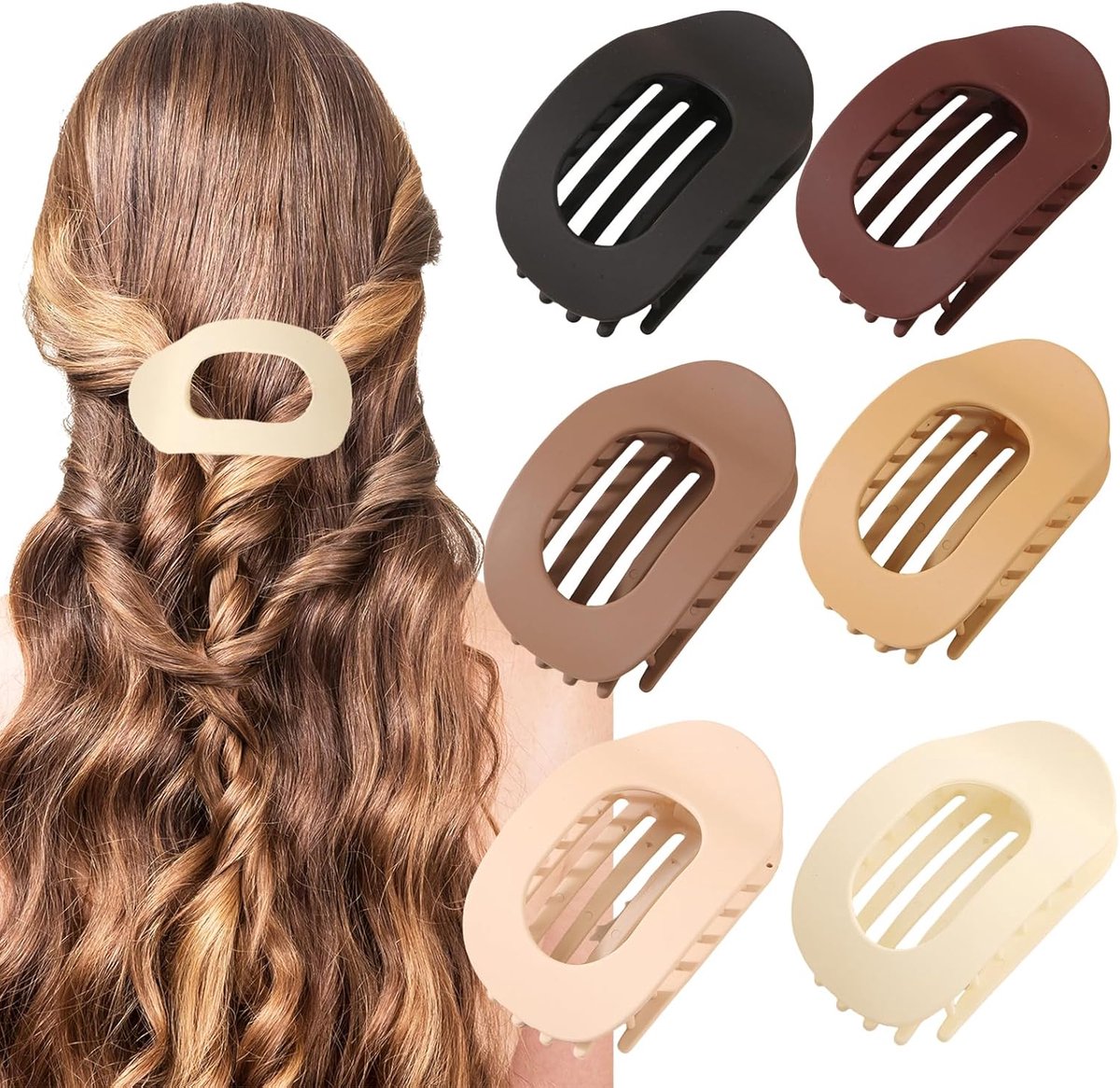 Haarclips 6 Stuks Ergonomisch - Matte Grote Klemmen - Sterke Grip voor Dikke en Dunne Haartypes - ShopVlot