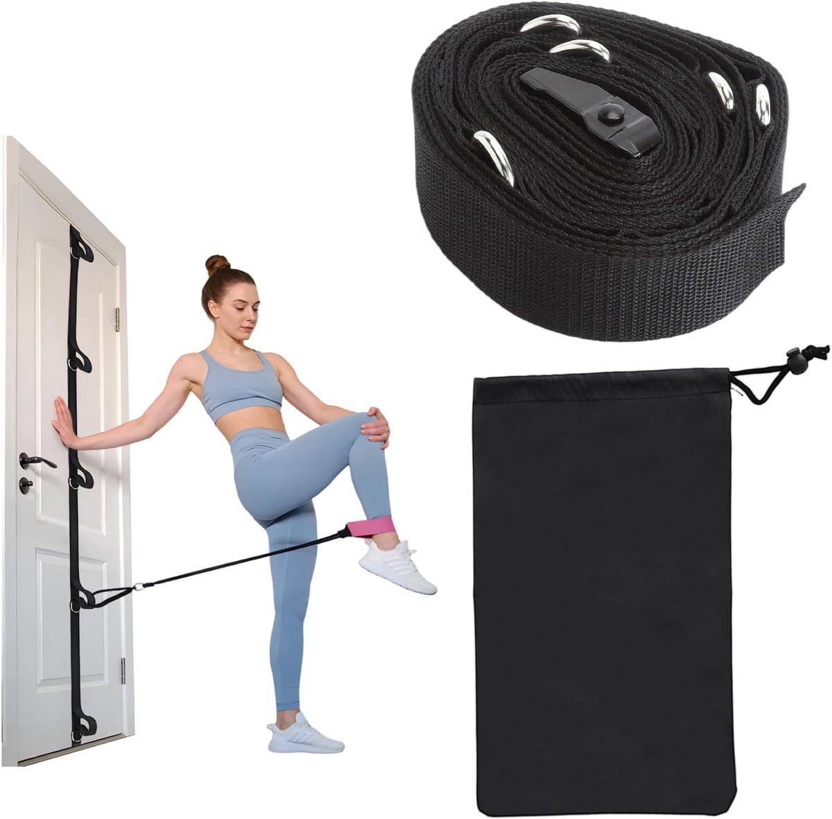 Ankerband voor Deur - 5 Punten Verstelbaar - Versterkt Nylon - Geschikt voor Thuisfitness - SnelShoppen