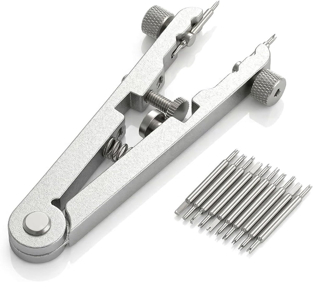 Horlogebandgereedschap, aluminiumlegering horlogeband-veerstaaftang met 8 reservepen, veerpengereedschap - SnelShoppen