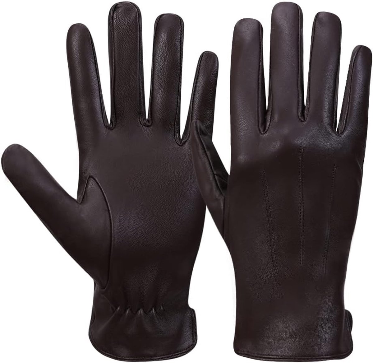 Leren Handschoenen Mannen L - Cashmere Gevoerd - Bruin - Warm en Stijlvol - ShopVlot