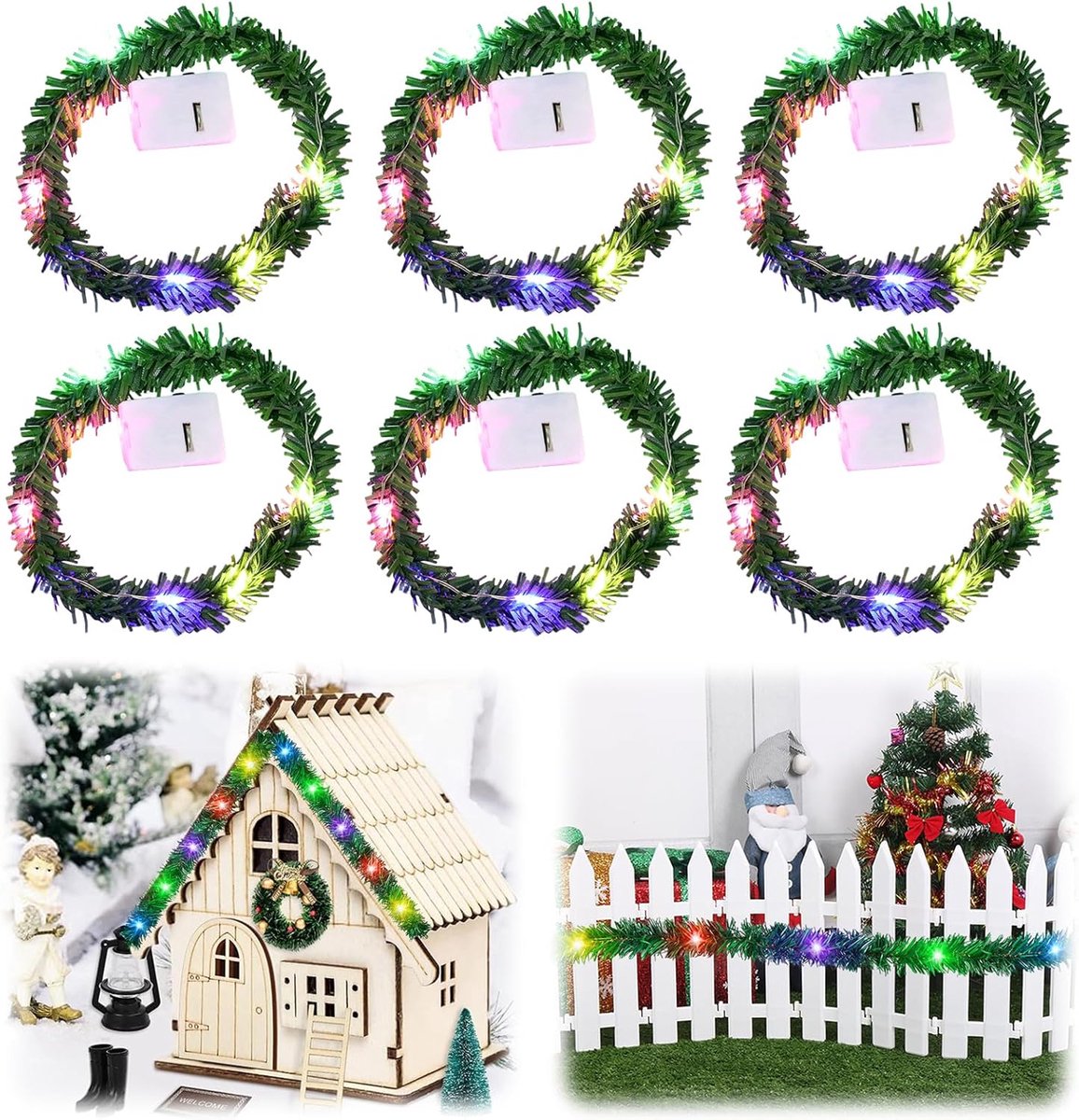Gnoom accessoires set - 12 stuks - LED fairy lights - Miniatuur kerstdecoratie voor gnome huizen - ShopVlot