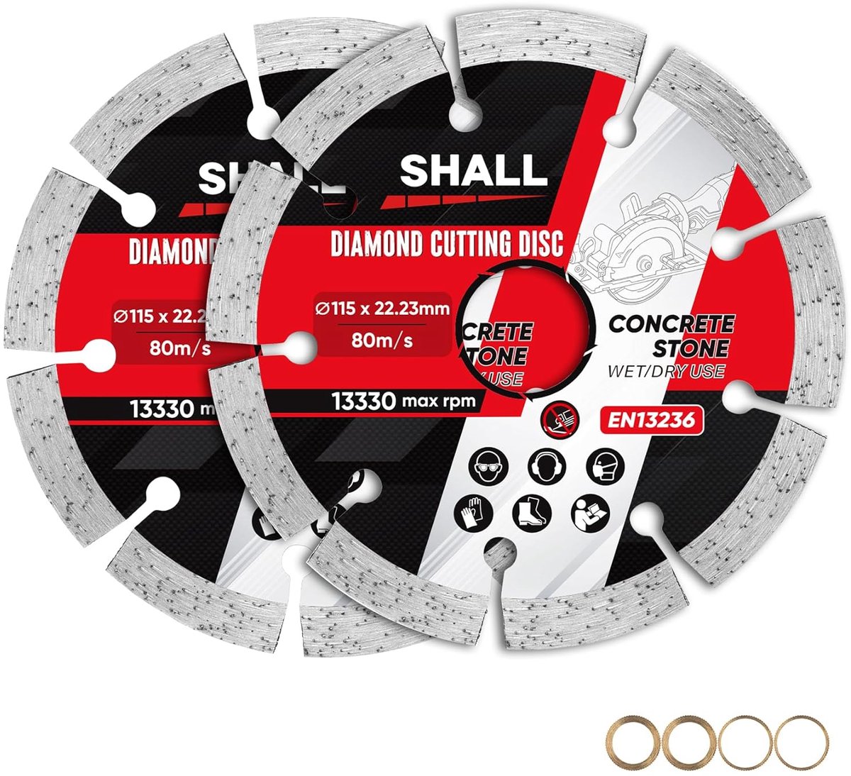 Diamant zaagbladen 115 mm - segmenten - voor beton, steen en tegels - ShopVlot