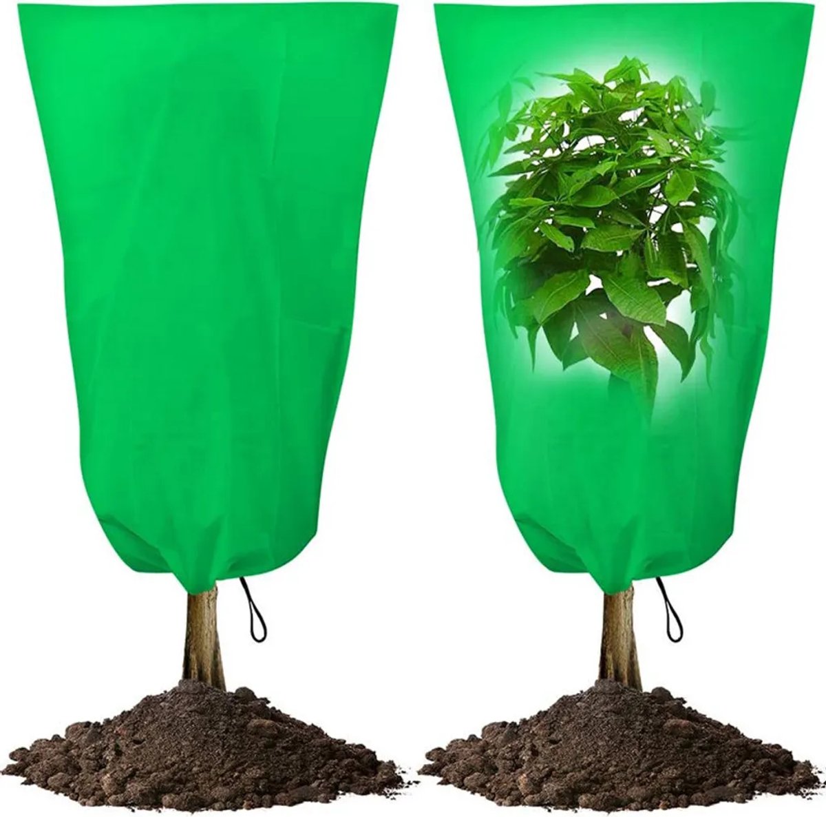 Winterbescherming Geschikt voor planten - Hoogwaardig fleece Geschikt voor ritssluiting en trekkoord - Geschikt voor bomen en diverse planten, 3 stuks, groen, 100 cm * 120 cm