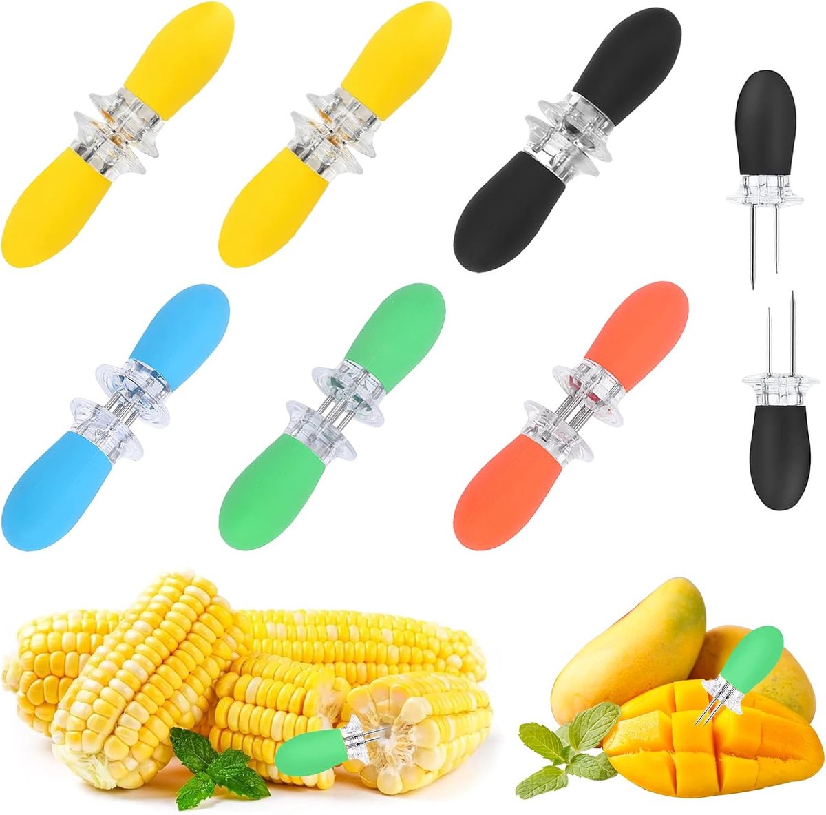 Corn cob holders set van 12 - roestvrij staal - interlock design - veilig en hittebestendig - ShopVlot