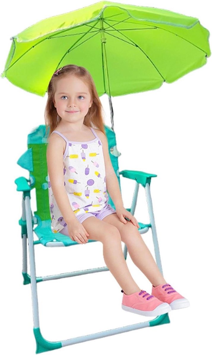 Kinder Kampeerstoel - Strandstoel Kinderen - Buiten spelen - Met Parasol - 38x52 cm - Krokodil