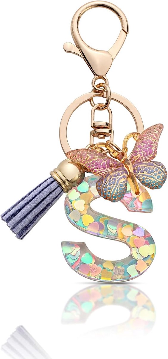Letter Sleutelhanger Voor Meisjes - Beginletter Met Vlinders Voor Dames En Vrouwen