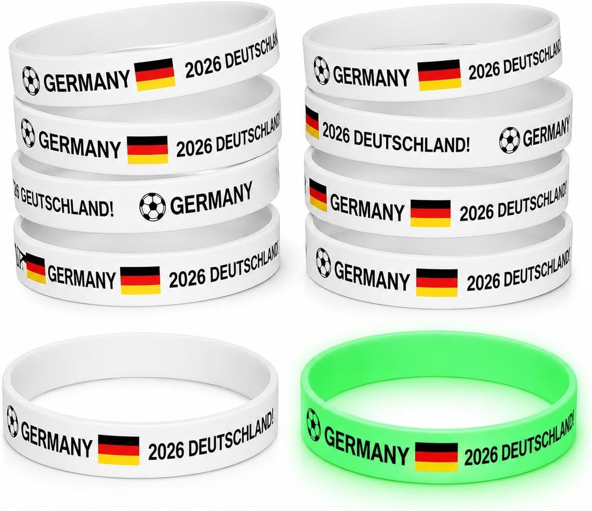 Lichtgevende armbanden 10 stuks - Duitse vlag - siliconen - ideaal voor festivals - SnelShoppen